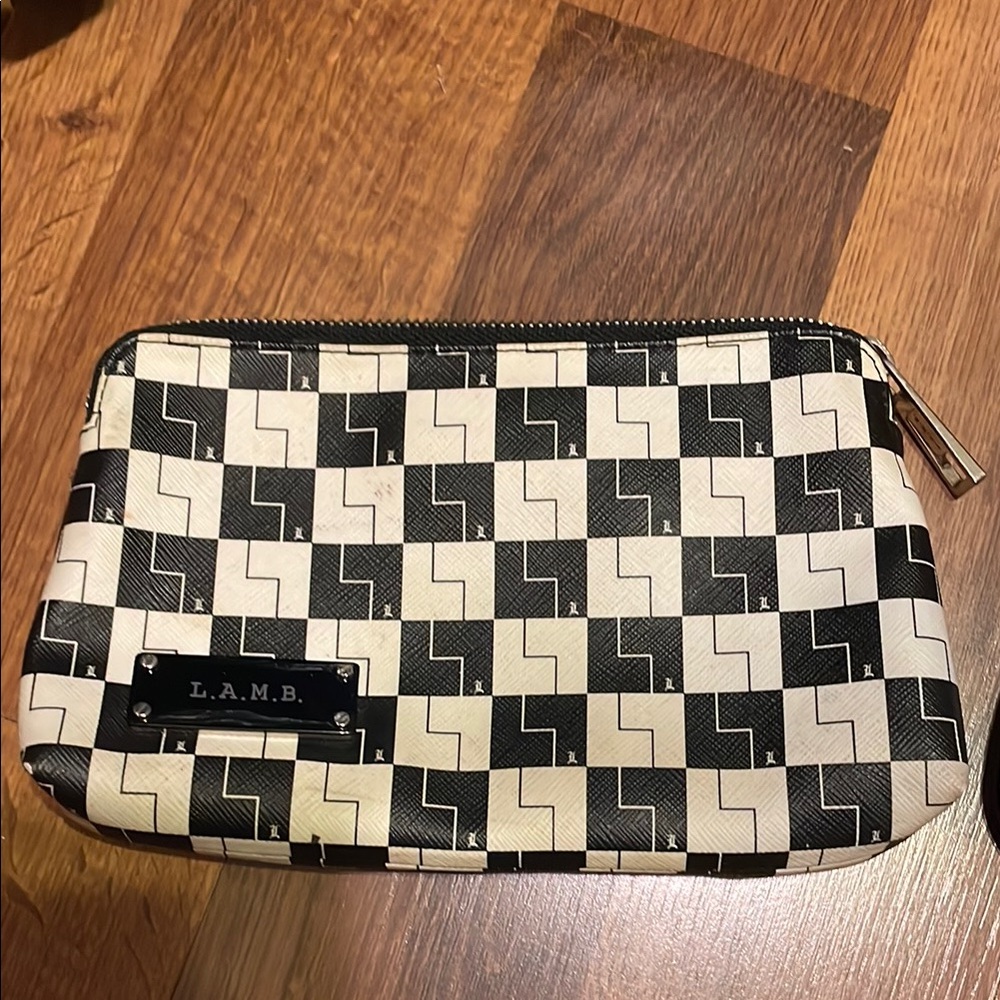 L.A.M.B. Black and White Geometric Clutch